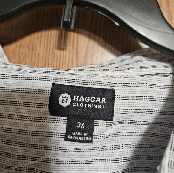 Haggar Mens Button Down Black And Gray Striped Short Sleeve Shirt Size 3X! - Picture 2 of 5